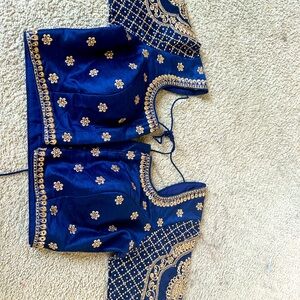 Saree blouse size 34-38 blue machine embroidery unused